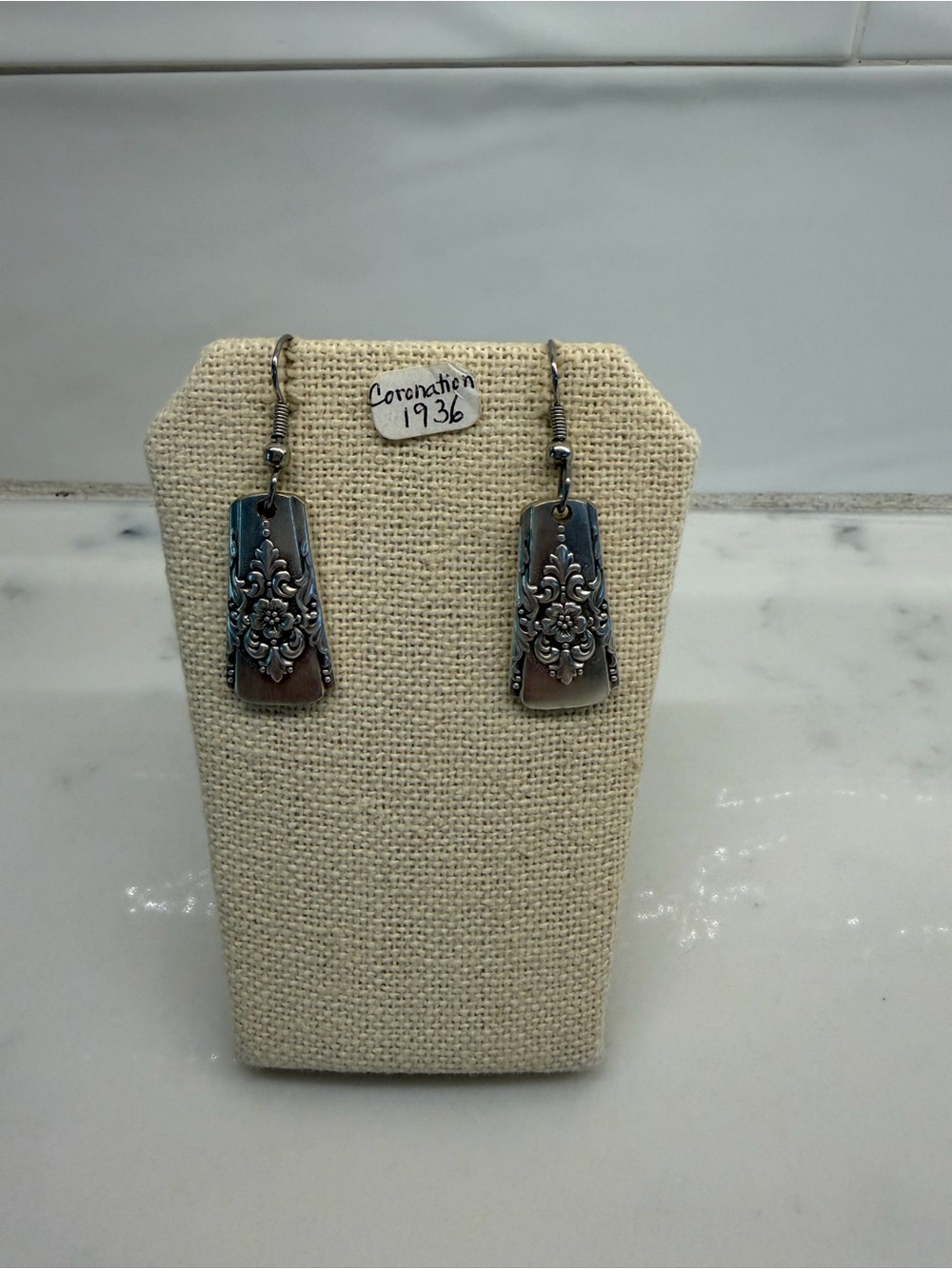 Vintage Spoon Silver Filigree Drop Earrings